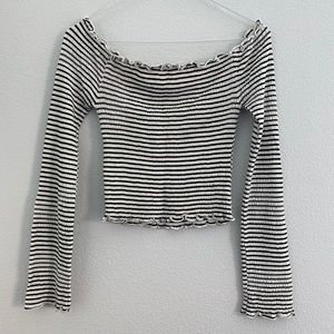 Ruched Ribbed Striped Longsleeve